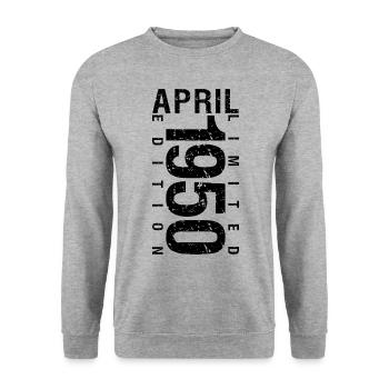 Birthday April 1950 April born in April 1950 - Unisex Sweatshirt - salt & pepper - Front - Alina (178cm) & Michal (187cm)