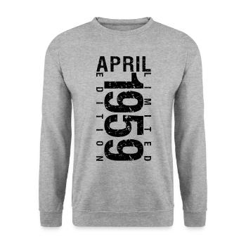 Birthday April 1959 April born in April 1959 - Unisex Sweatshirt - salt & pepper - Front - Alina (178cm) & Michal (187cm)