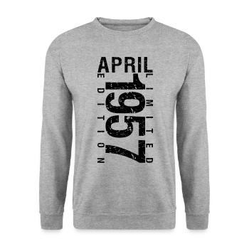 Birthday April 1957 April born in April 1957 - Unisex Sweatshirt - salt & pepper - Front - Alina (178cm) & Michal (187cm)
