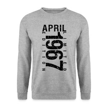 Birthday April 1967 April born in April 1967 - Unisex Sweatshirt - salt & pepper - Front - Alina (178cm) & Michal (187cm)