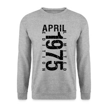 Birthday April 1975 April born in April 1975 - Unisex Sweatshirt - salt & pepper - Front - Alina (178cm) & Michal (187cm)