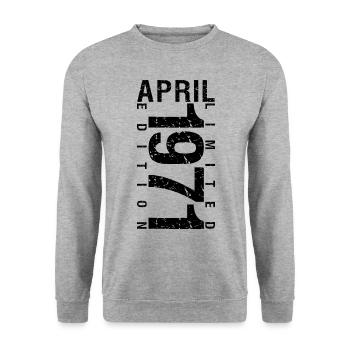 Anniversaire Avril 1971 Avril né en Avril 1971 - Sweat-shirt Unisexe - gris chiné - Devant - Alina (178cm) & Michal (187cm)