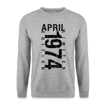 Anniversaire Avril 1974 Avril né en Avril 1974 - Sweat-shirt Unisexe - gris chiné - Devant - Alina (178cm) & Michal (187cm)