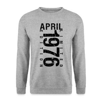 Birthday April 1976 April born in April 1976 - Unisex Sweatshirt - salt & pepper - Front - Alina (178cm) & Michal (187cm)