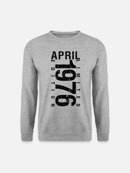 Geburtstag April 1976 April geboren im April 1976 - Unisex Pullover - Weißgrau meliert