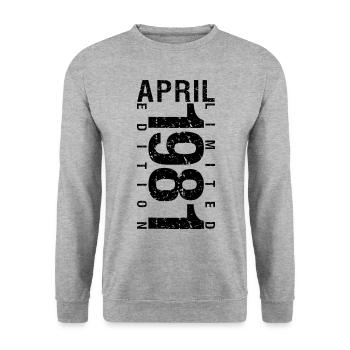 Anniversaire Avril 1981 Avril né en Avril 1981 - Sweat-shirt Unisexe - gris chiné - Devant - Alina (178cm) & Michal (187cm)