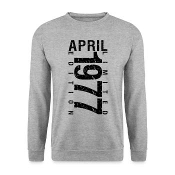 Birthday April 1977 April born in April 1977 - Unisex Sweatshirt - salt & pepper - Front - Alina (178cm) & Michal (187cm)