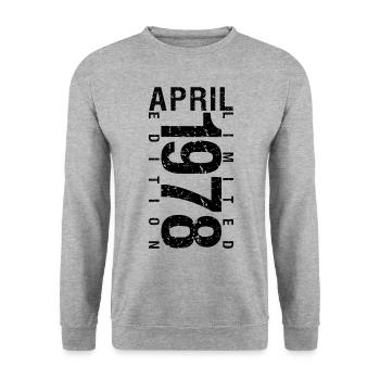 Birthday April 1978 April born in April 1978 - Unisex Sweatshirt - salt & pepper - Front - Alina (178cm) & Michal (187cm)