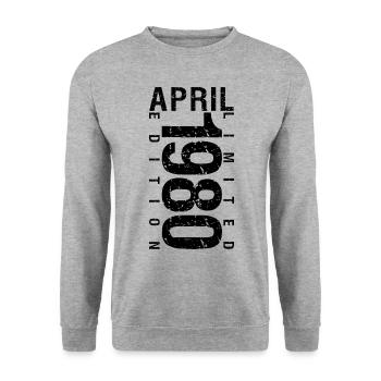 Birthday April 1980 April born in April 1980 - Unisex Sweatshirt - salt & pepper - Front - Alina (178cm) & Michal (187cm)