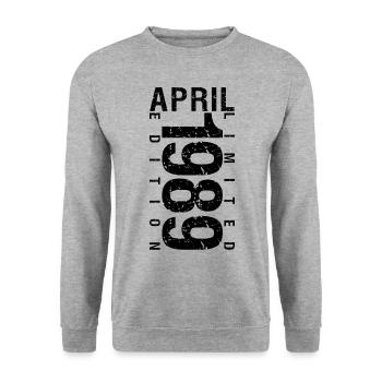Birthday April 1989 April born in April 1989 - Unisex Sweatshirt - salt & pepper - Front - Alina (178cm) & Michal (187cm)