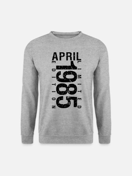 Geburtstag April 1985 April geboren im April 1985 - Unisex Pullover - Weißgrau meliert