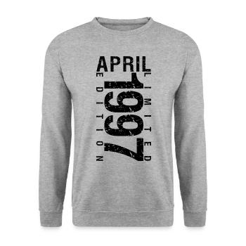 Anniversaire Avril 1997 Avril né en Avril 1997 - Sweat-shirt Unisexe - gris chiné - Devant - Alina (178cm) & Michal (187cm)