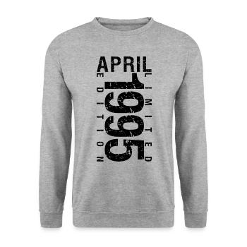 Birthday April 1995 April born in April 1995 - Unisex Sweatshirt - salt & pepper - Front - Alina (178cm) & Michal (187cm)