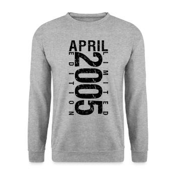 Birthday April 2005 April born in April 2005 - Unisex Sweatshirt - salt & pepper - Front - Alina (178cm) & Michal (187cm)