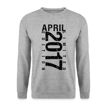 Birthday April 2017 April born in April 2017 - Unisex Sweatshirt - salt & pepper - Front - Alina (178cm) & Michal (187cm)