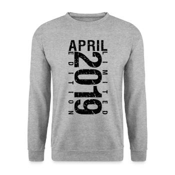 Birthday April 2019 April born in April 2019 - Unisex Sweatshirt - salt & pepper - Front - Alina (178cm) & Michal (187cm)