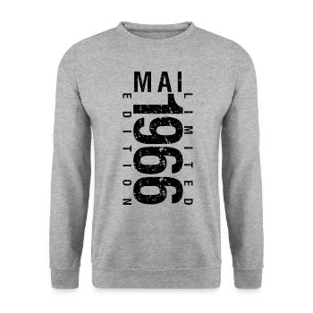 Anniversaire Mai 1966 Mai né en May 1966 - Sweat-shirt Unisexe - gris chiné - Devant - Alina (178cm) & Michal (187cm)