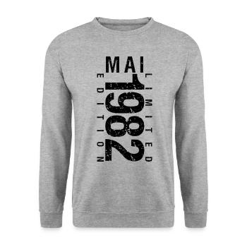 Mai 1982, Mai, 1982, cadeau Mai 1982, anniversaire - Sweat-shirt Unisexe - gris chiné - Devant - Alina (178cm) & Michal (187cm)