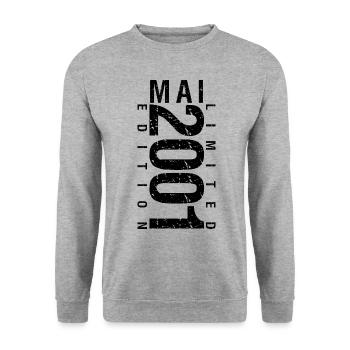 Anniversaire Mai 2001 Mai né en May 2001 - Sweat-shirt Unisexe - gris chiné - Devant - Alina (178cm) & Michal (187cm)