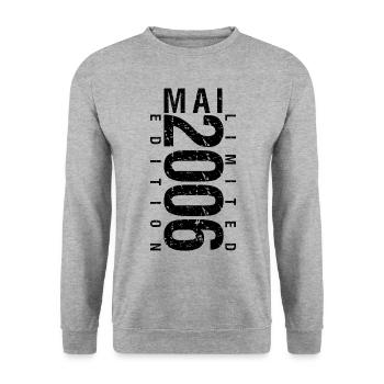 Anniversaire Mai 2006 Mai né en May 2006 - Sweat-shirt Unisexe - gris chiné - Devant - Alina (178cm) & Michal (187cm)