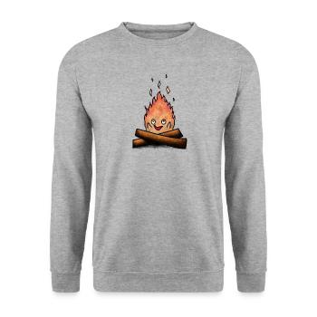 Die einzig wahre Flamme - Unisex Pullover - Weißgrau meliert - Vorne - Alina (178cm) & Michal (187cm)