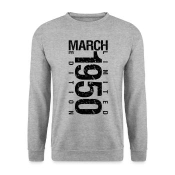 Anniversaire Mars 1950 Mars né en Mars - Sweat-shirt Unisexe - gris chiné - Devant - Alina (178cm) & Michal (187cm)