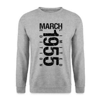 Anniversaire Mars 1955 Mars né en Mars - Sweat-shirt Unisexe - gris chiné - Devant - Alina (178cm) & Michal (187cm)