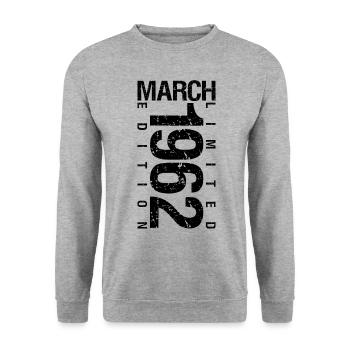 Anniversaire Mars 1962 Mars né en Mars - Sweat-shirt Unisexe - gris chiné - Devant - Alina (178cm) & Michal (187cm)