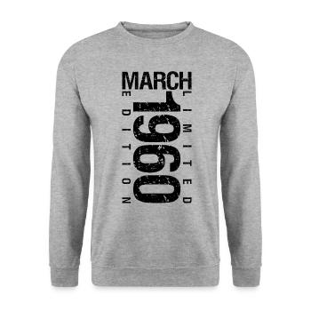 Anniversaire Mars 1960 Mars né en Mars - Sweat-shirt Unisexe - gris chiné - Devant - Alina (178cm) & Michal (187cm)