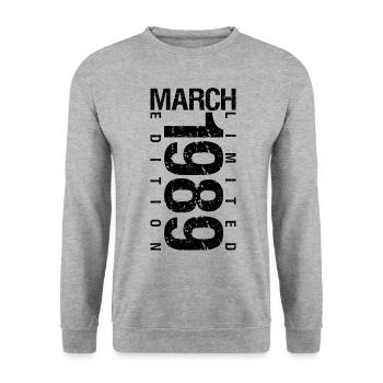 Birthday March 1989 March born in March - Unisex Sweatshirt - salt & pepper - Front - Alina (178cm) & Michal (187cm)