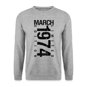 Anniversaire Mars 1974 Mars né en Mars - Sweat-shirt Unisexe - gris chiné - Devant - Alina (178cm) & Michal (187cm)