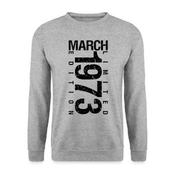 Anniversaire Mars 1973 Mars né en Mars - Sweat-shirt Unisexe - gris chiné - Devant - Alina (178cm) & Michal (187cm)