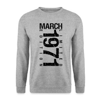 Anniversaire Mars 1971 Mars né en Mars - Sweat-shirt Unisexe - gris chiné - Devant - Alina (178cm) & Michal (187cm)