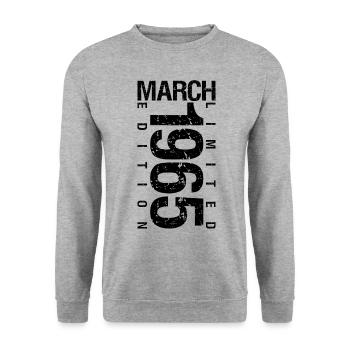 Anniversaire Mars 1965 Mars né en Mars - Sweat-shirt Unisexe - gris chiné - Devant - Alina (178cm) & Michal (187cm)