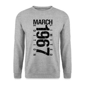 Anniversaire Mars 1967 Mars né en Mars - Sweat-shirt Unisexe - gris chiné - Devant - Alina (178cm) & Michal (187cm)