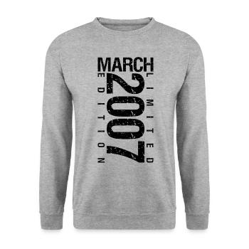 Anniversaire Mars 2007 Mars né en Mars - Sweat-shirt Unisexe - gris chiné - Devant - Alina (178cm) & Michal (187cm)