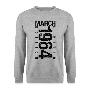 Anniversaire Mars 1964 Mars né en Mars - Sweat-shirt Unisexe - gris chiné - Devant - Alina (178cm) & Michal (187cm)