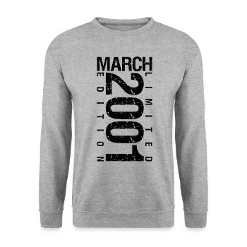 Anniversaire Mars 2001 Mars né en Mars - Sweat-shirt Unisexe - gris chiné - Devant - Alina (178cm) & Michal (187cm)
