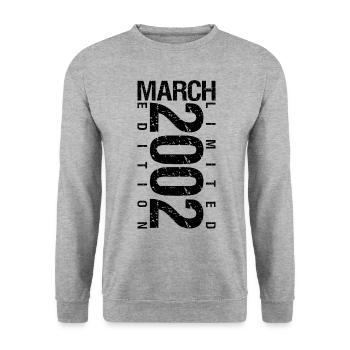 Anniversaire Mars 2002 Mars né en Mars - Sweat-shirt Unisexe - gris chiné - Devant - Alina (178cm) & Michal (187cm)