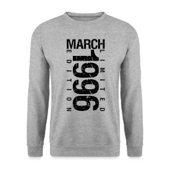 Anniversaire Mars 1996 Mars né en Mars - Sweat-shirt Unisexe - gris chiné - Devant - Alina (178cm) & Michal (187cm)