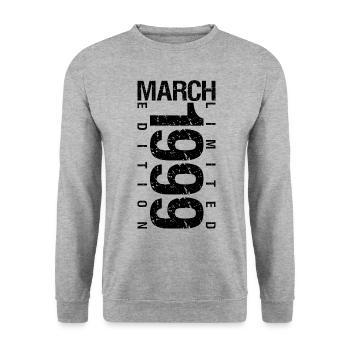 Anniversaire Mars 1999 Mars né en Mars - Sweat-shirt Unisexe - gris chiné - Devant - Alina (178cm) & Michal (187cm)