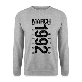 Anniversaire Mars 1992 Mars né en Mars - Sweat-shirt Unisexe - gris chiné - Devant - Alina (178cm) & Michal (187cm)