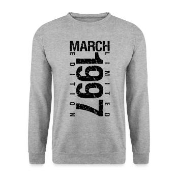 Anniversaire Mars 1997 Mars né en Mars - Sweat-shirt Unisexe - gris chiné - Devant - Alina (178cm) & Michal (187cm)