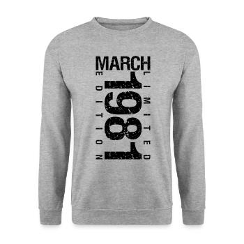 Anniversaire Mars 1981 Mars né en Mars - Sweat-shirt Unisexe - gris chiné - Devant - Alina (178cm) & Michal (187cm)