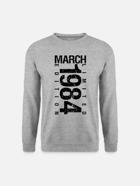 Geburtstag März 1984 März geboren im März - Unisex Pullover - Weißgrau meliert