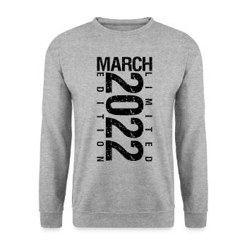 Anniversaire Mars 2022 Mars né en Mars - Sweat-shirt Unisexe - gris chiné - Devant - Alina (178cm) & Michal (187cm)