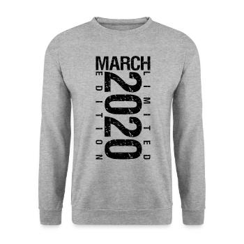 Anniversaire Mars 2020 Mars né en Mars - Sweat-shirt Unisexe - gris chiné - Devant - Alina (178cm) & Michal (187cm)