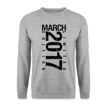 Anniversaire Mars 2017 Mars né en Mars - Sweat-shirt Unisexe - gris chiné - Devant - Alina (178cm) & Michal (187cm)