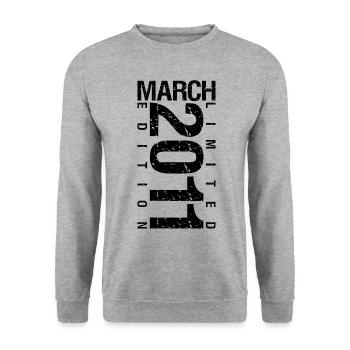 Anniversaire Mars 2011 Mars né en Mars - Sweat-shirt Unisexe - gris chiné - Devant - Alina (178cm) & Michal (187cm)