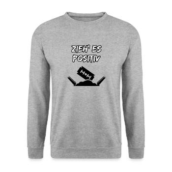 Zieh' es positiv - Unisex Pullover - Weißgrau meliert - Vorne - Alina (178cm) & Michal (187cm)